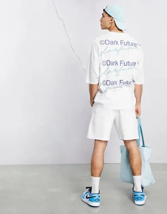 ASOS Dark Future oversized t-shirt with back graphic print in white - part of a set