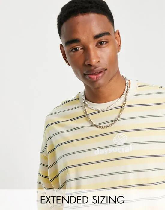 ASOS Daysocial oversized t-shirt with all over stripe print in yellow