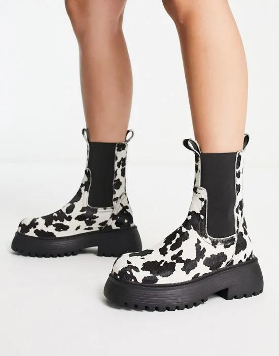 ASOS DESIGN Adelaide leather chelsea boots in cow pony