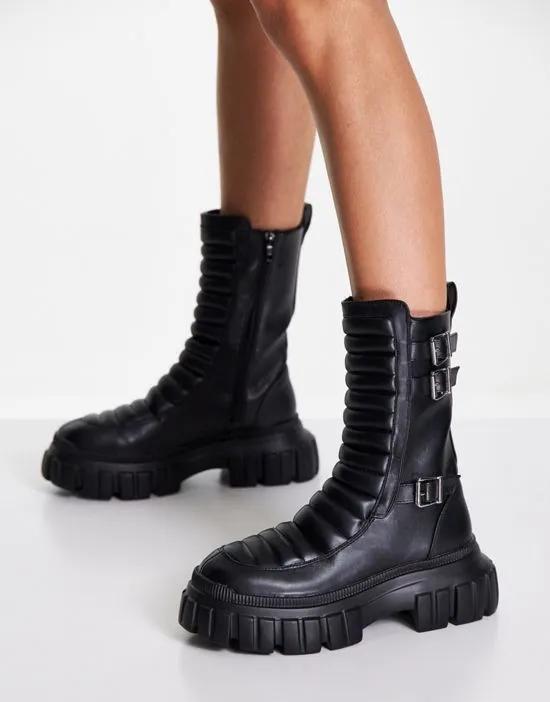 ASOS DESIGN Assemble chunky buckle boots in black