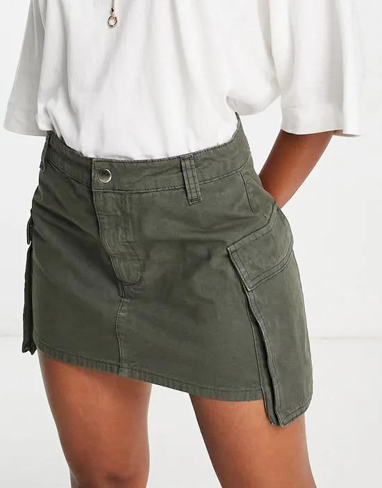 ASOS DESIGN bellow pocket mini skirt in khaki