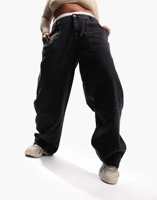 ASOS DESIGN Curve cargo jeans in washed black