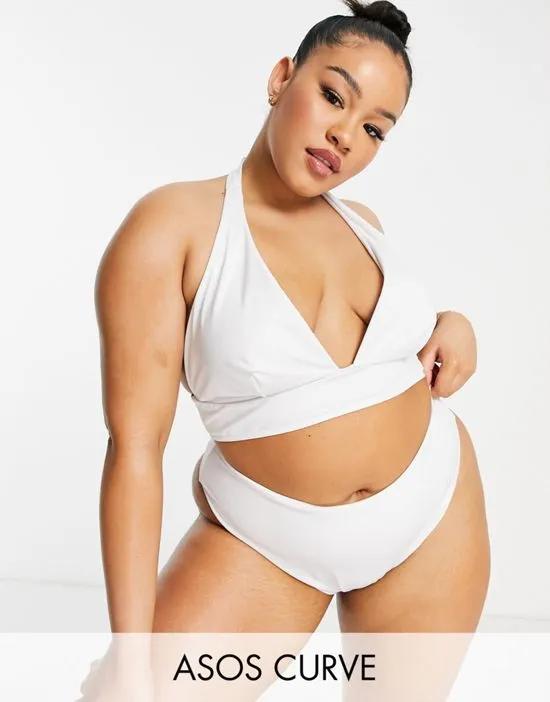 ASOS DESIGN Curve mix and match deep hipster bikini bottom in white