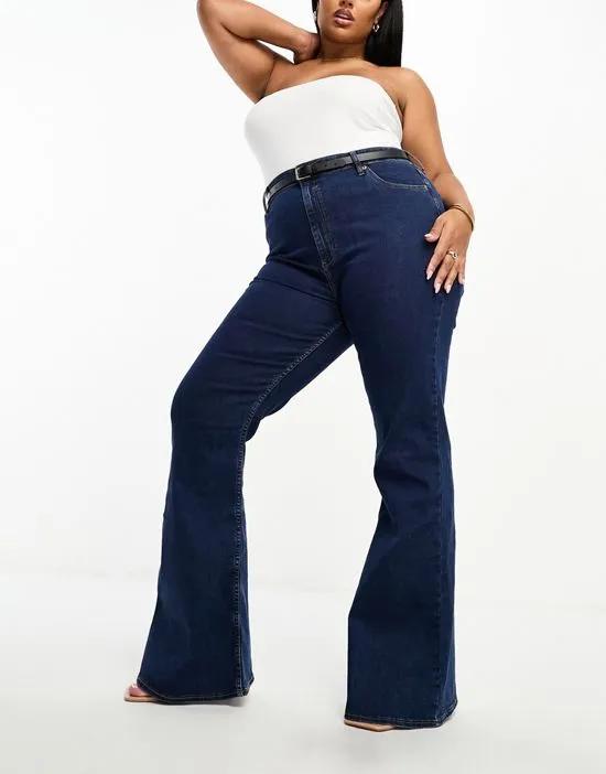 ASOS DESIGN Curve power stretch flare in dark blue