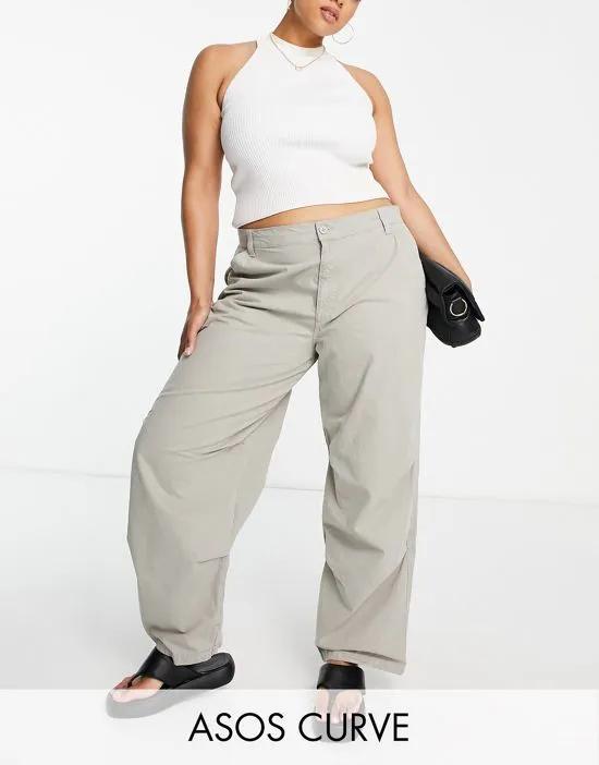 ASOS DESIGN Curve slouchy cargo pants in sage