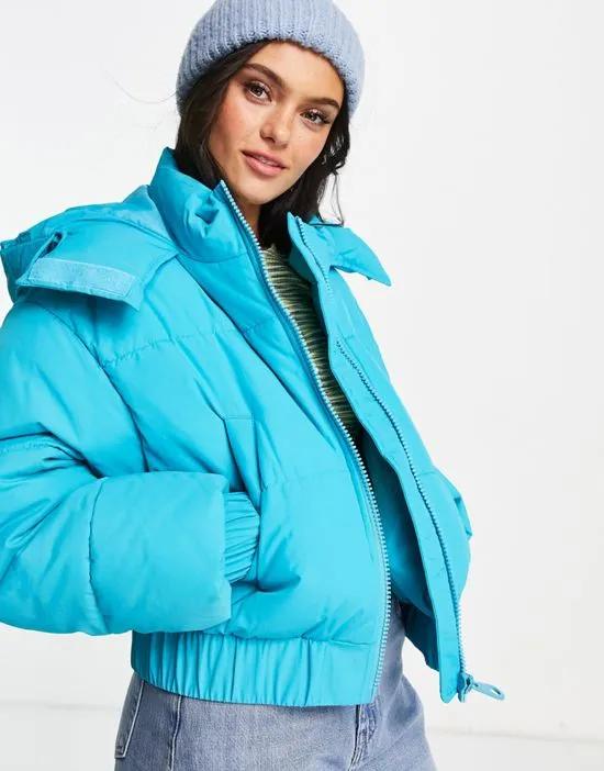 ASOS DESIGN hooded puffer jacket in bright blue - MBLUE