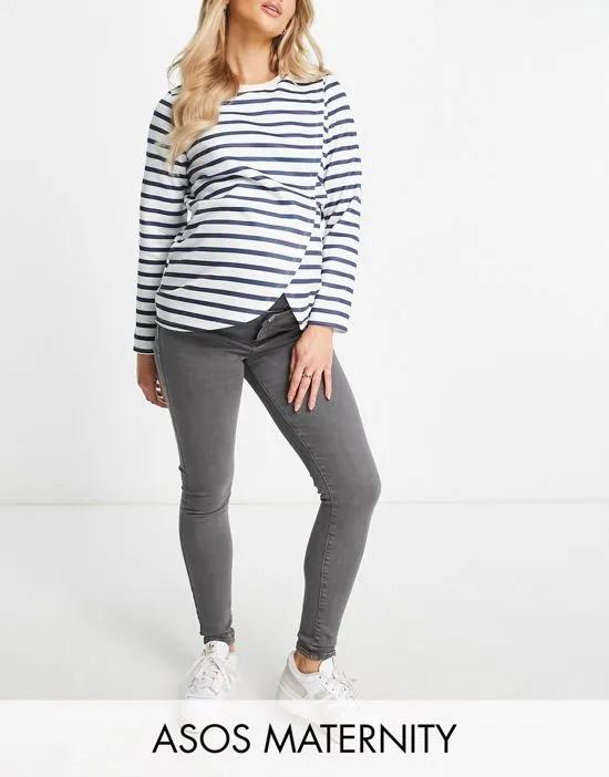 ASOS DESIGN Maternity ultimate skinny jeans in gray