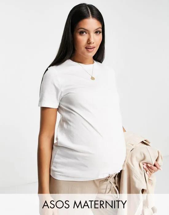 ASOS DESIGN Maternity ultimate T-shirt with crew neck in cotton blend in white - WHITE