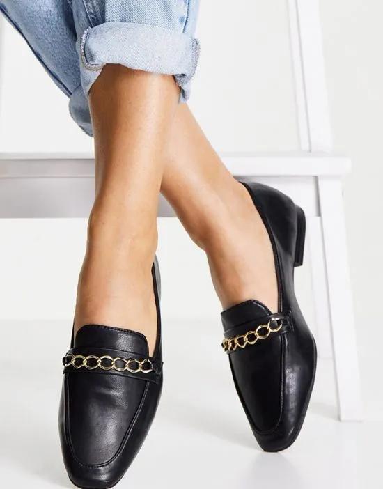 ASOS DESIGN Mingle chain loafers in black