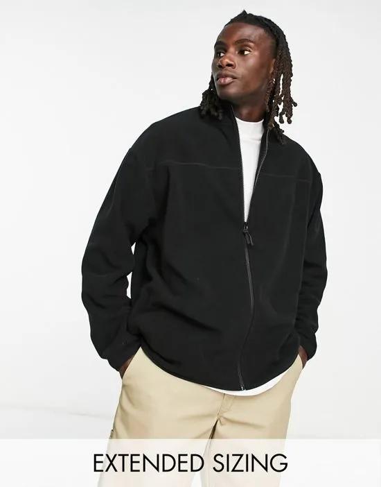 ASOS DESIGN oversized zip up track jacket in black polar fleece