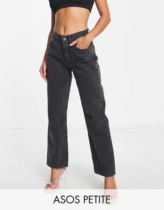 ASOS DESIGN Petite cotton blend 90s straight jeans in washed black