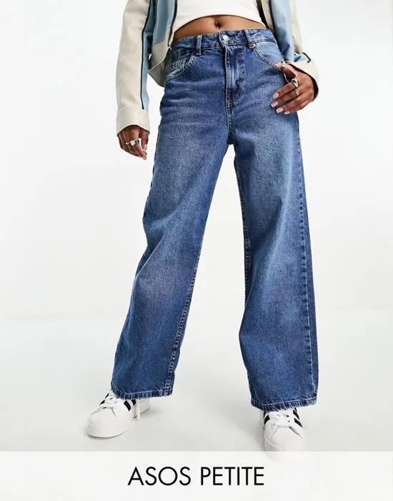 ASOS DESIGN Petite dad jeans in mid blue