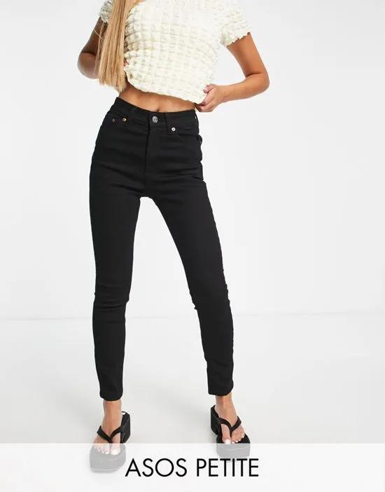 ASOS DESIGN Petite high rise 'lift and contour' stretch skinny jeans in black