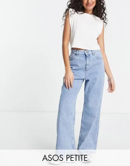 ASOS DESIGN Petite high rise 'relaxed' dad jeans in lightwash