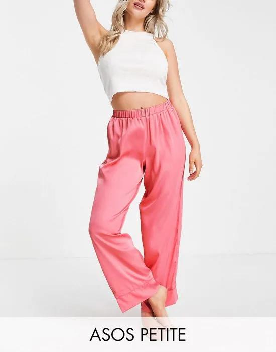 ASOS DESIGN Petite mix & match satin pajama pants with neon piping in pink