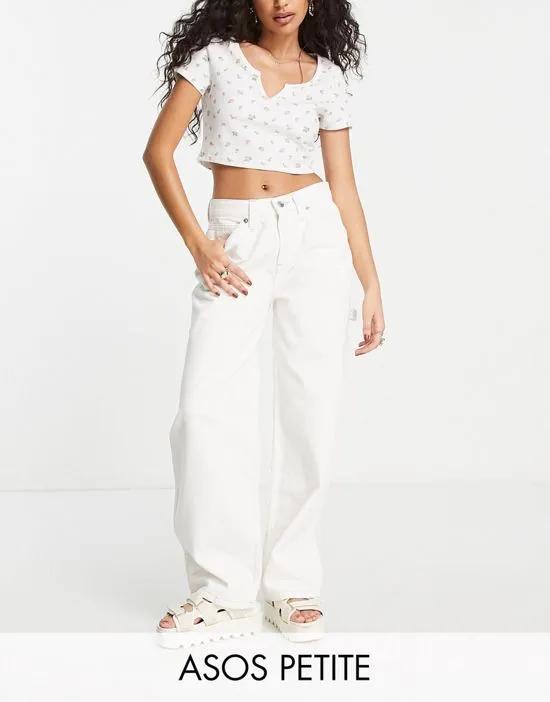 ASOS DESIGN Petite oversized skater jean in off white with cargo styling