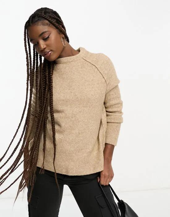 ASOS DESIGN relaxed crew neck sweater in taupe 