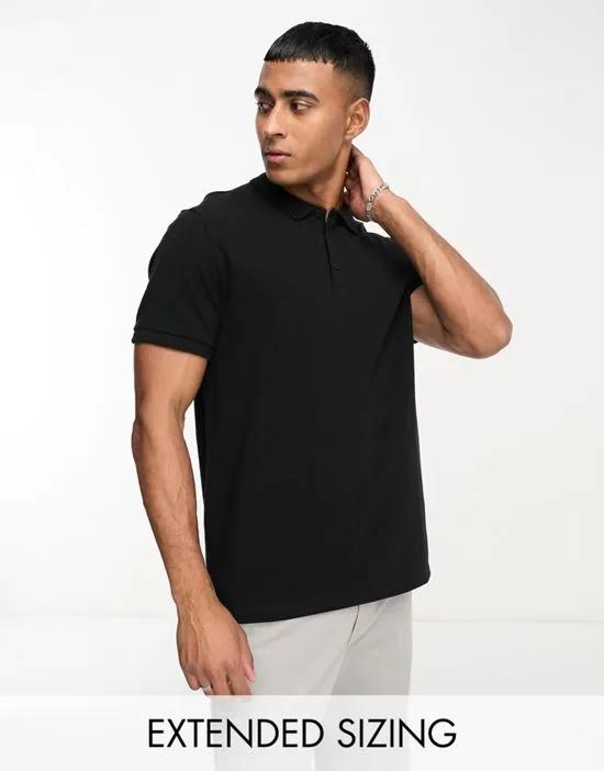 ASOS Design Smart Pique Polo Shirt in black