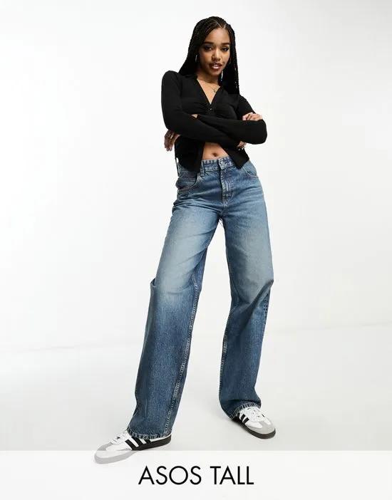 ASOS DESIGN Tall baggy boyfriend jean in mid blue