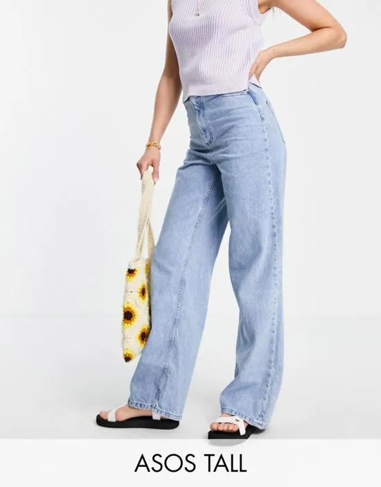 ASOS DESIGN Tall high rise relaxed dad jeans in light wash