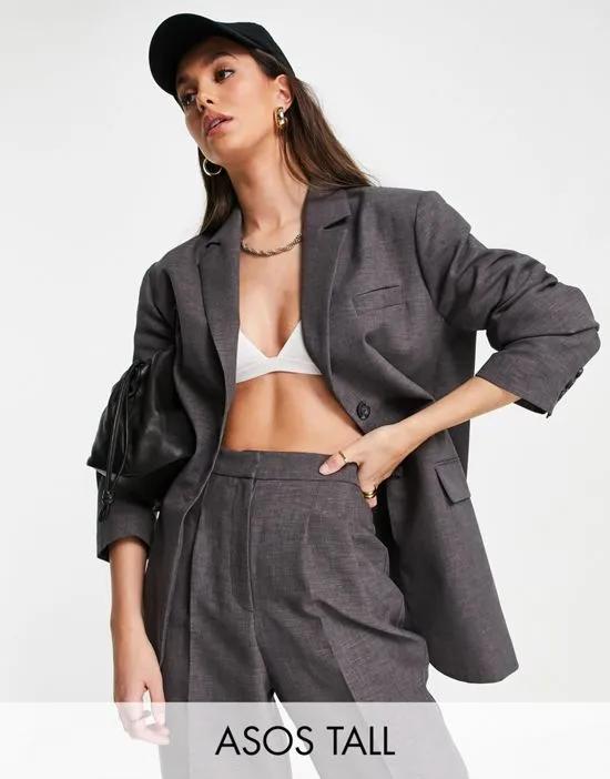 ASOS DESIGN Tall masculine suit blazer in charcoal