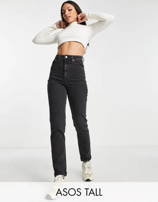 ASOS DESIGN Tall slim mom jeans in washed black
