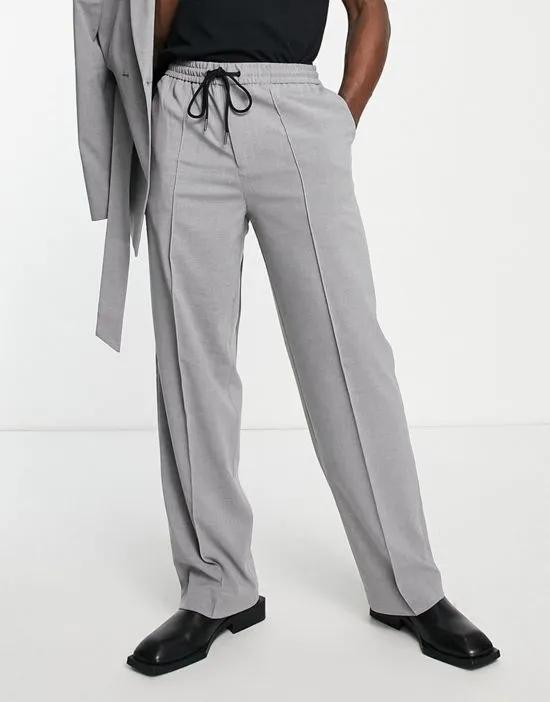 ASOS DESIGN wide leg elastic waist suit pants in gray