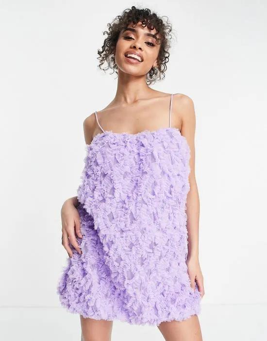 ASOS LUXE 3D lace bandeau mini dress in lilac
