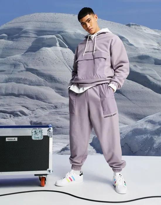 ASOS Unrvlld Spply oversized polar fleece sweatpants with nylon pockets - part of a set