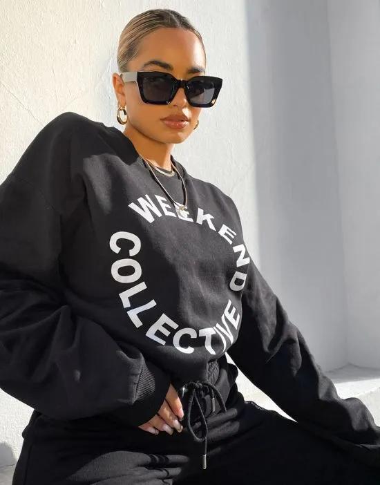 ASOS Weekend Collective co-ord oversized sweatshirt with logo in black
