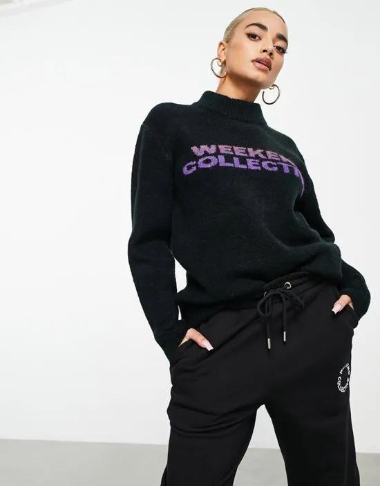Asos Weekend Collective sweater with logo in space dye