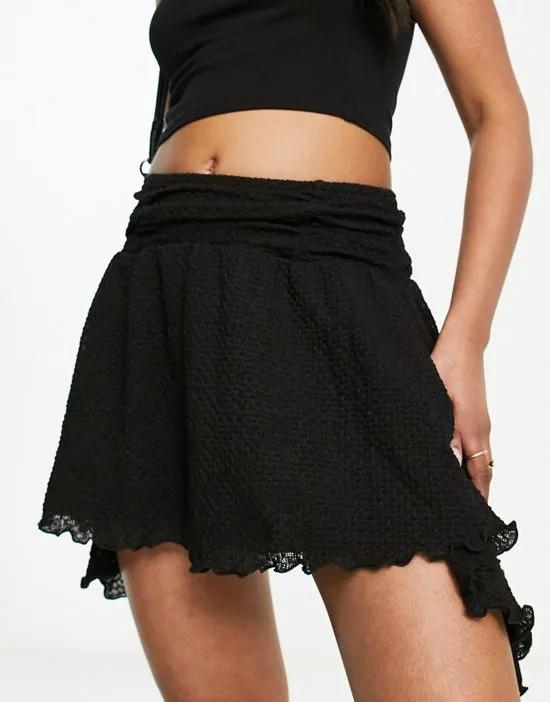asymmetric hem skirt in black - part of a set