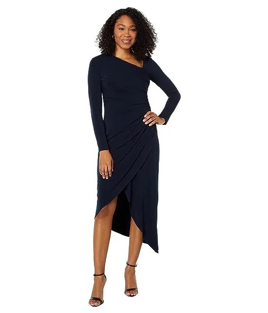 Asymmetrical Dress with Ruched Side