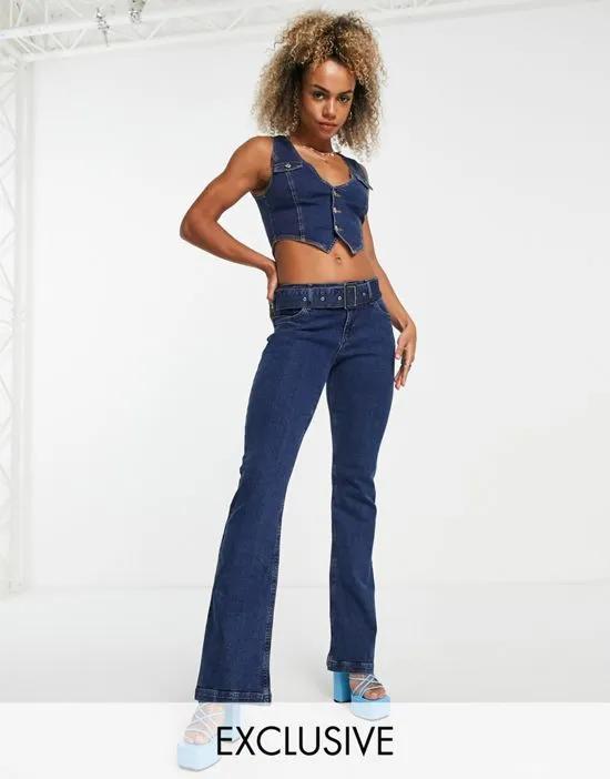 ASYOU belted flare jeans in blue - part of a set