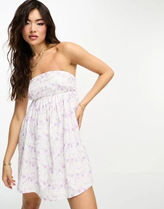 ASYOU broderie bandeau smock dress in lilac