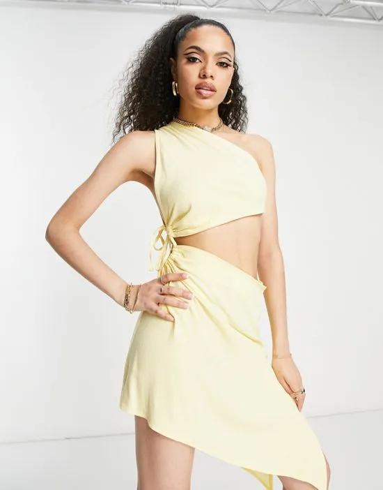 ASYOU cutout ruched slit midi dress in yellow
