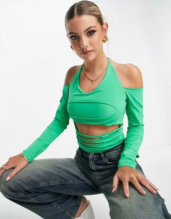 ASYOU extreme slash cut out top in green