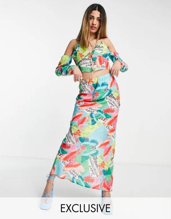 ASYOU low rise maxi skirt in print