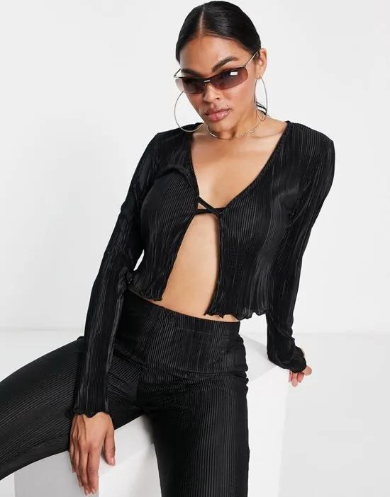 ASYOU plisse fitted shirt in black - part of a set