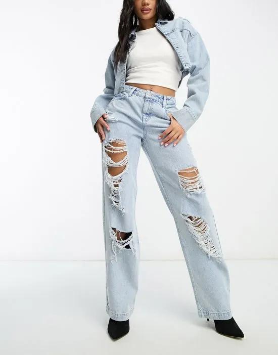 ASYOU ripped baggy jeans in blue - part of a set
