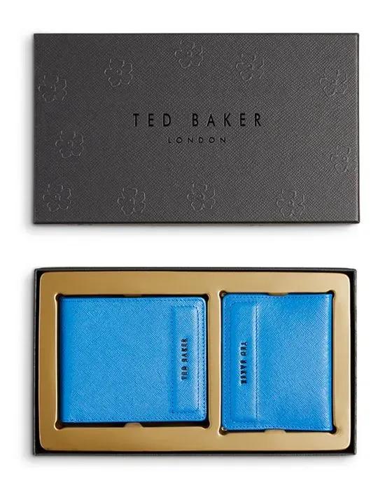 Audar Saffiano Leather Wallet & Card Holder Set 