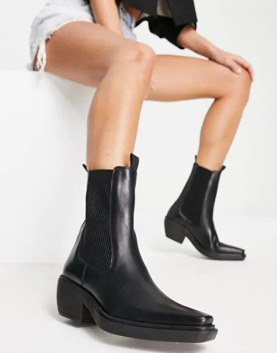 Austin leather chelsea western boots in black