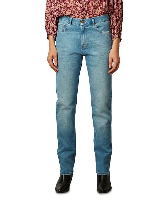 Ava High Rise Straight Jeans in Blue
