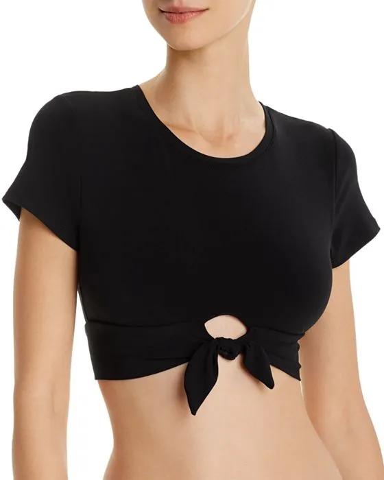 Ava Solid Cropped T-Shirt Bikini Top