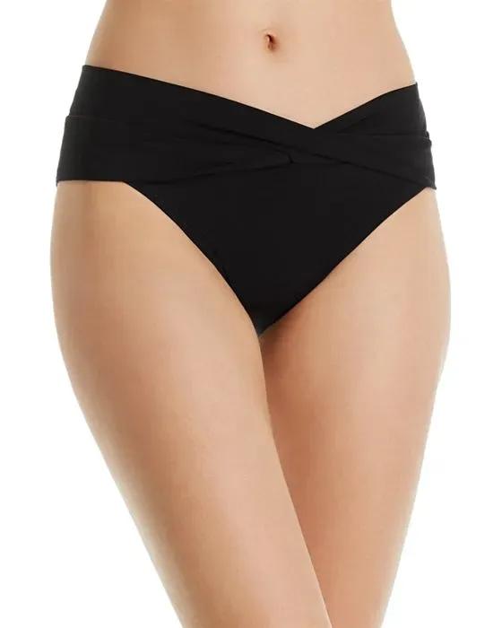 Ava Solid Twist-Front Bikini Bottom