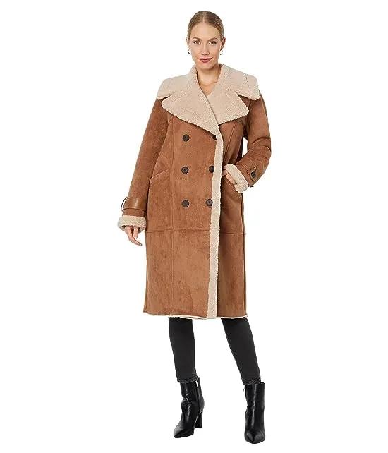 Avec Les Filles Double-Breasted Faux Shearling Coat