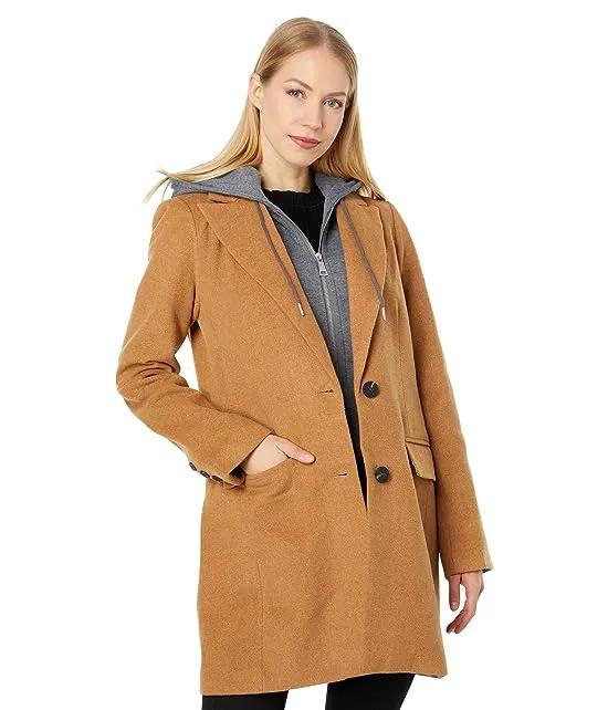 Avec Les Filles Single-Breasted Tailored Hoodie Coat