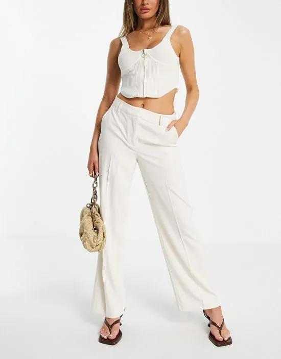 AWARE high waisted tailored pants in cream