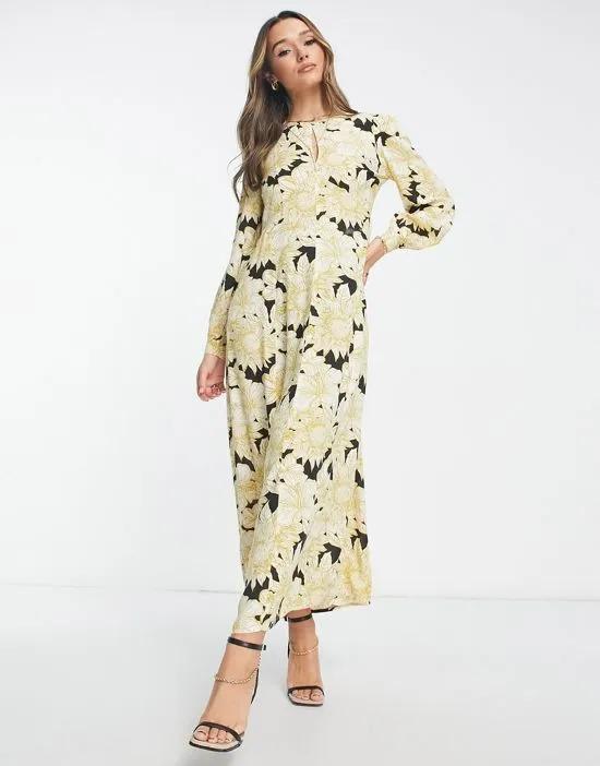 Aware maxi dress in yellow floral print