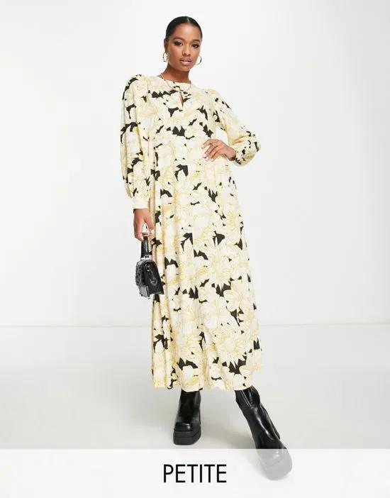 aware maxi dress in yellow floral print